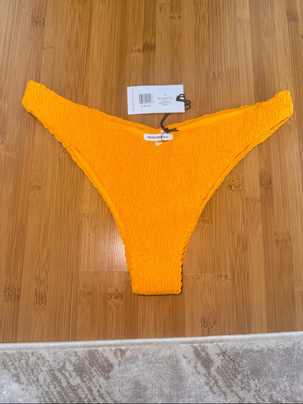 WeWoreWhat Vibrant Orange Smocked Delilah Bikini Bottom